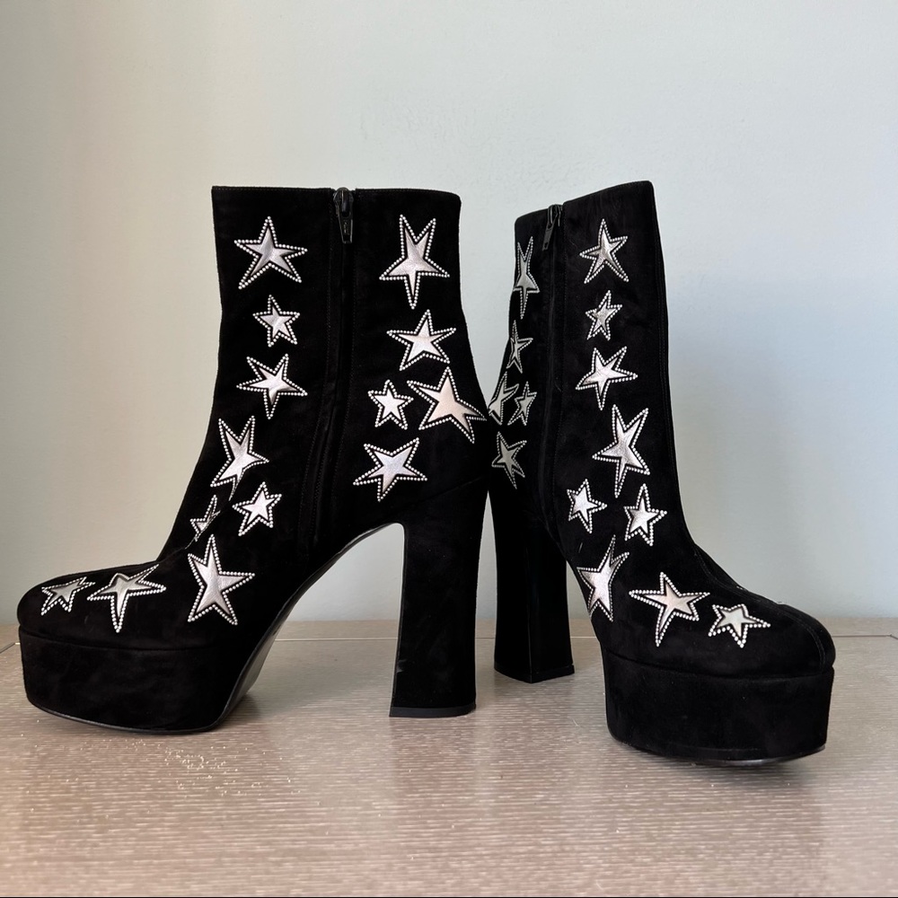 Saint Laurent Silver Star Black Heel Boot